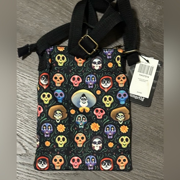 Loungefly Crossbody Passport Bag Disney Pixar's Coco Skulls Dia De Los Muertos - Picture 4 of 4